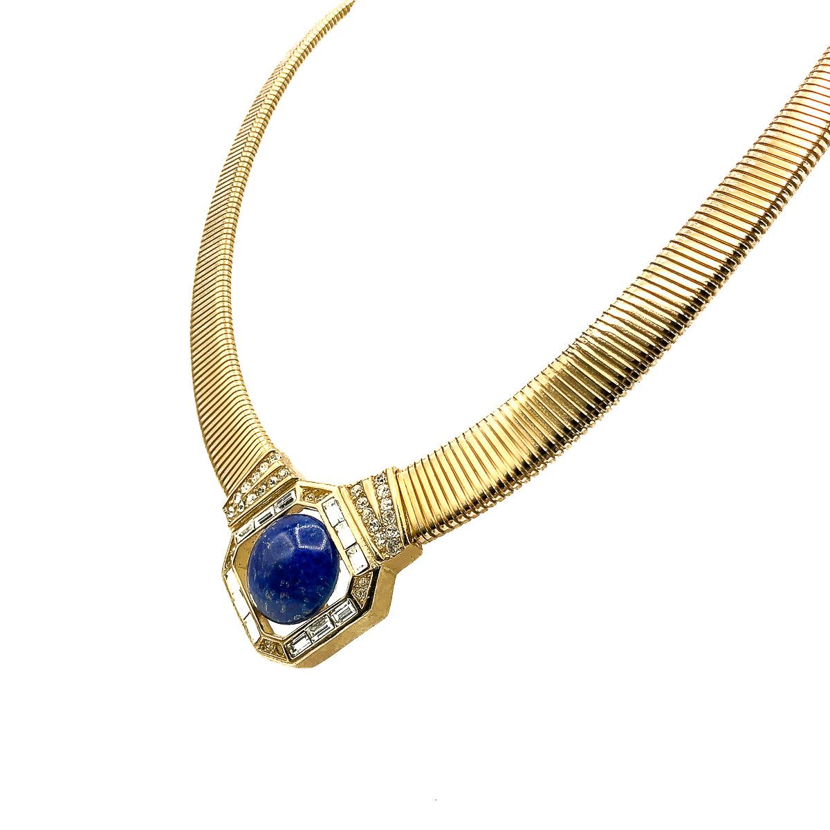 Christian Dior Statement-Kragen aus Lapis Lazuli  Halskette 1980er Jahre (Art déco) im Angebot