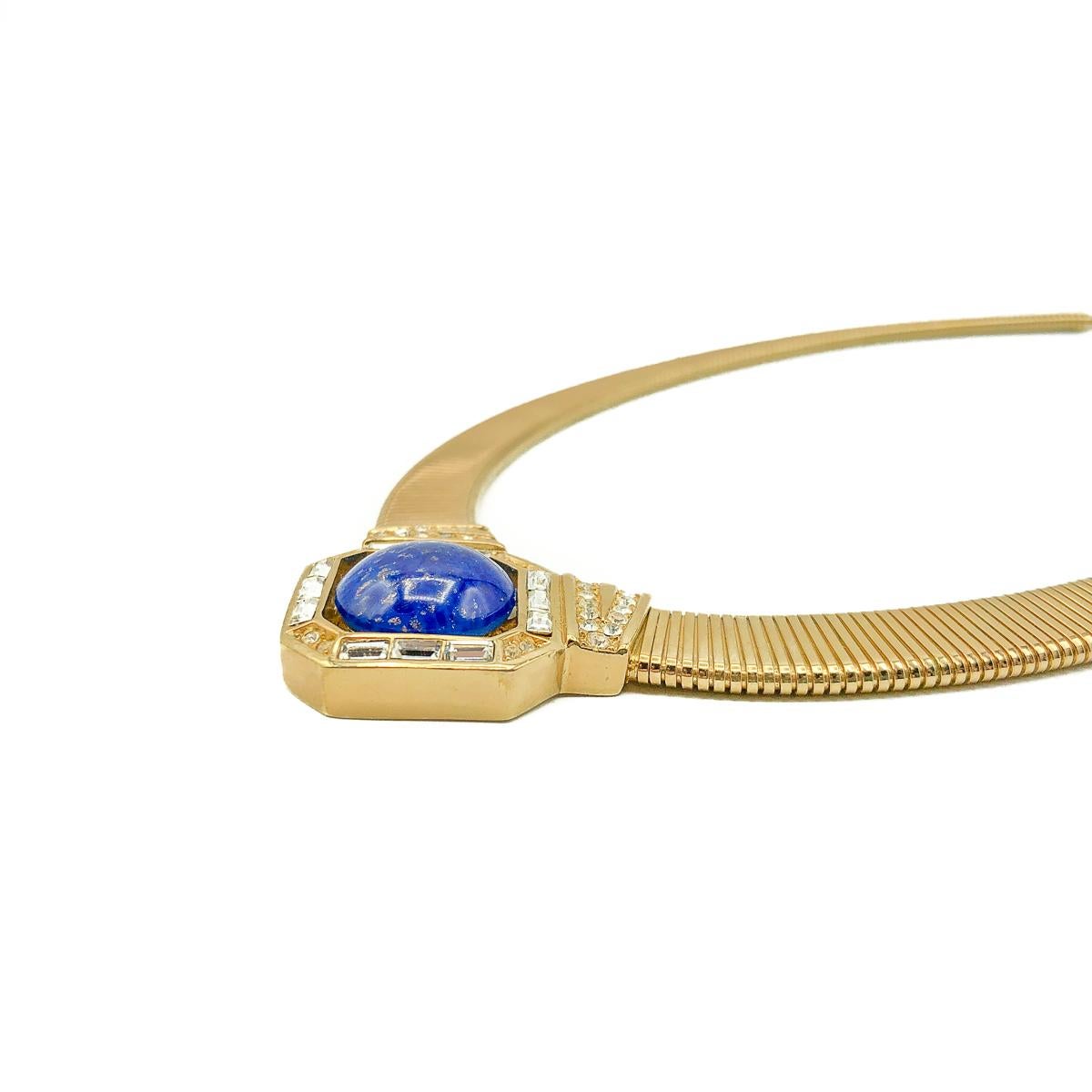 Christian Dior Statement-Kragen aus Lapis Lazuli  Halskette 1980er Jahre im Zustand „Gut“ im Angebot in Wilmslow, GB