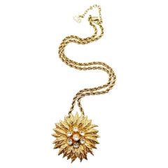 Vintage Christian Dior Stylised Sunflower necklace 1980s
