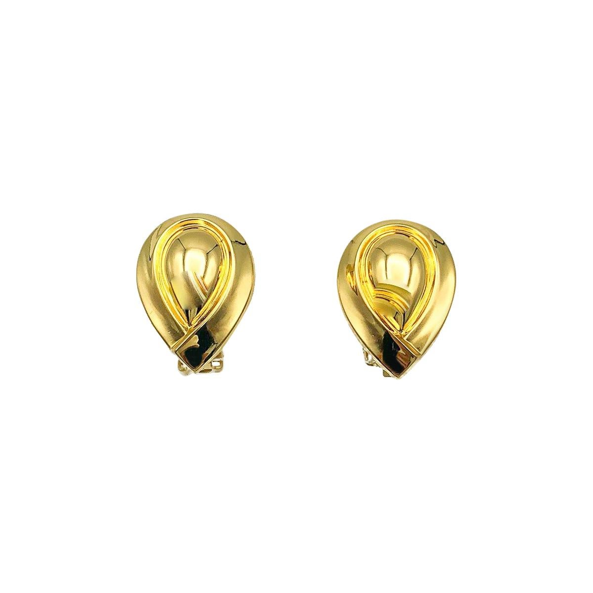 Vintage Christian Dior Stylised Teardrop Earrings 1980s