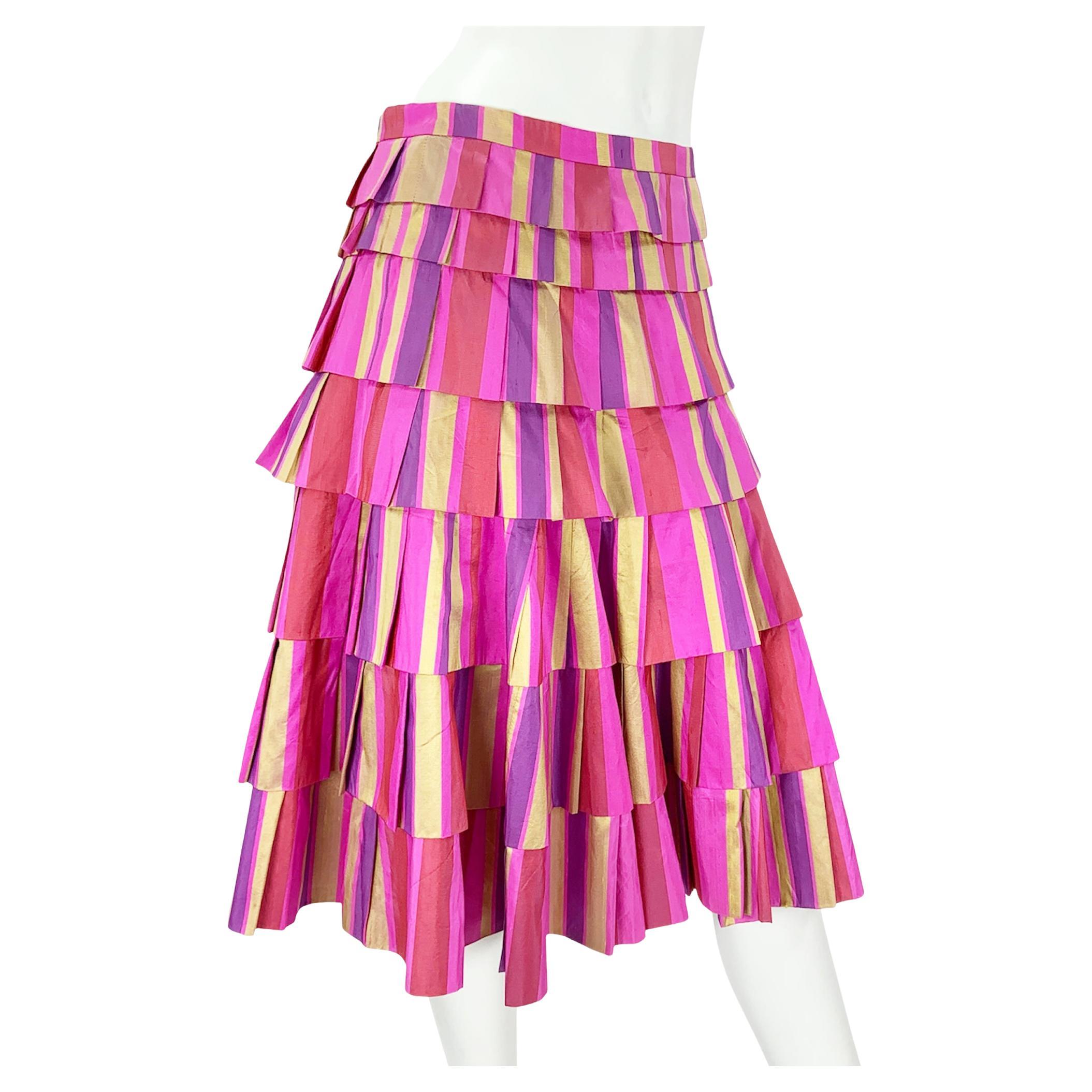 Vintage Christian Dior Taffeta Silk Layered Skirt Fr. size 42 - US 10 For Sale