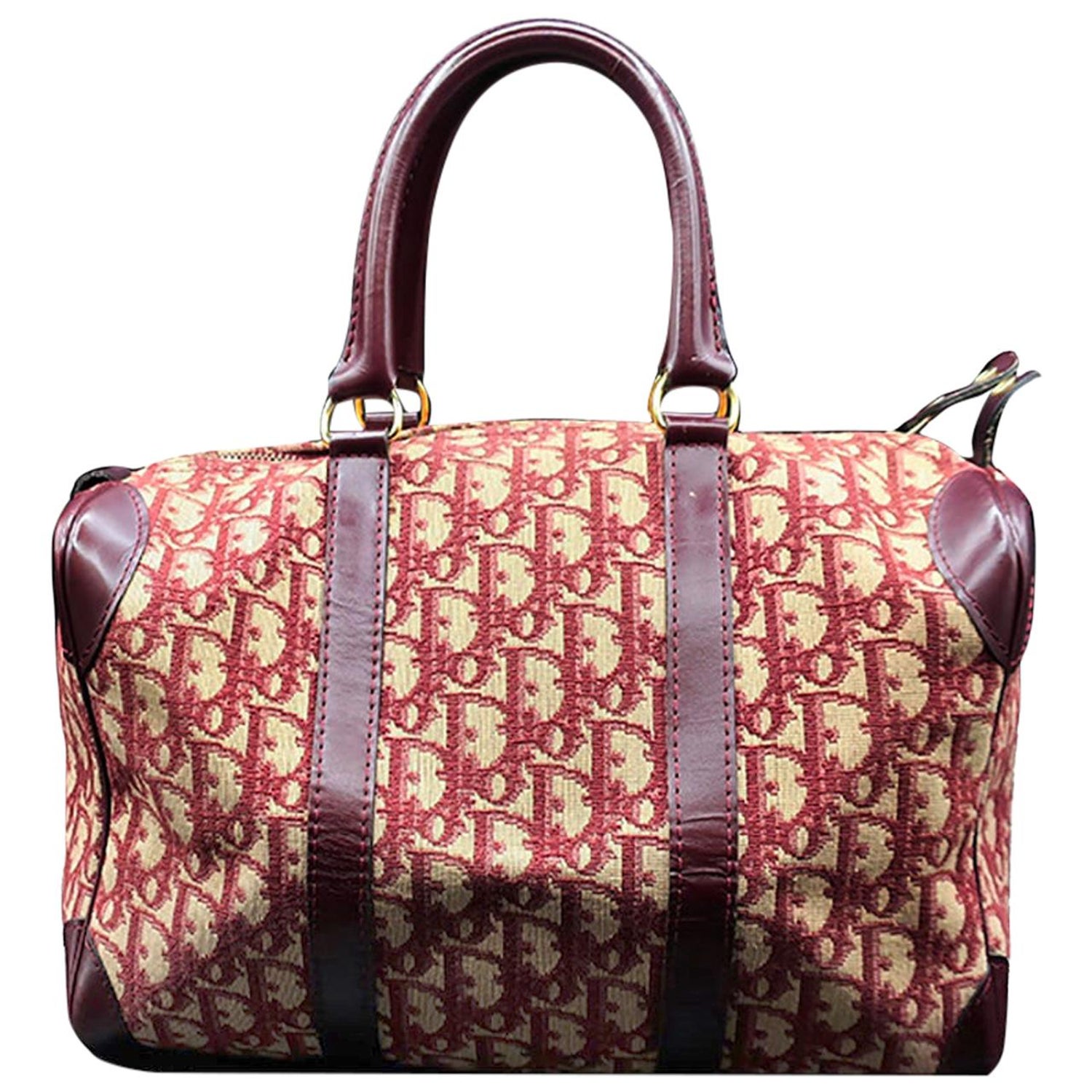 Auth Christian Dior Pink Trotter Canvas Flower Design Boston Handbag fro  Japan - Body Logic