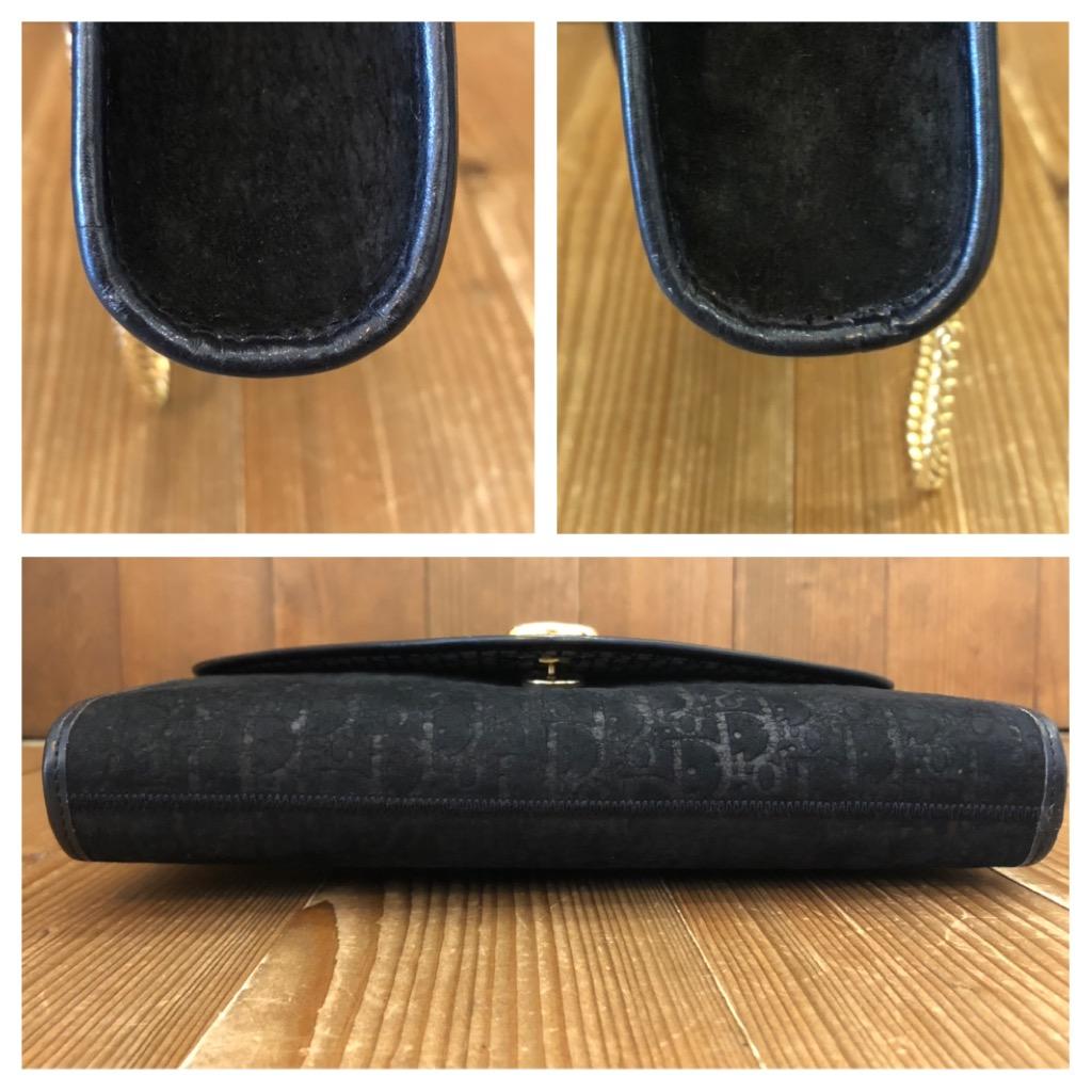 Black Vintage CHRISTIAN DIOR Trotter-Embossed Suede Leather Chain Bag
