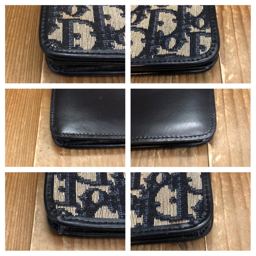 Vintage CHRISTIAN DIOR Trotter Jacquard Bi-Fold Long Wallet Navy 2