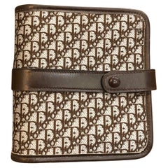 Vintage CHRISTIAN DIOR Trotter Jacquard Bi-Fold Short Wallet Brown