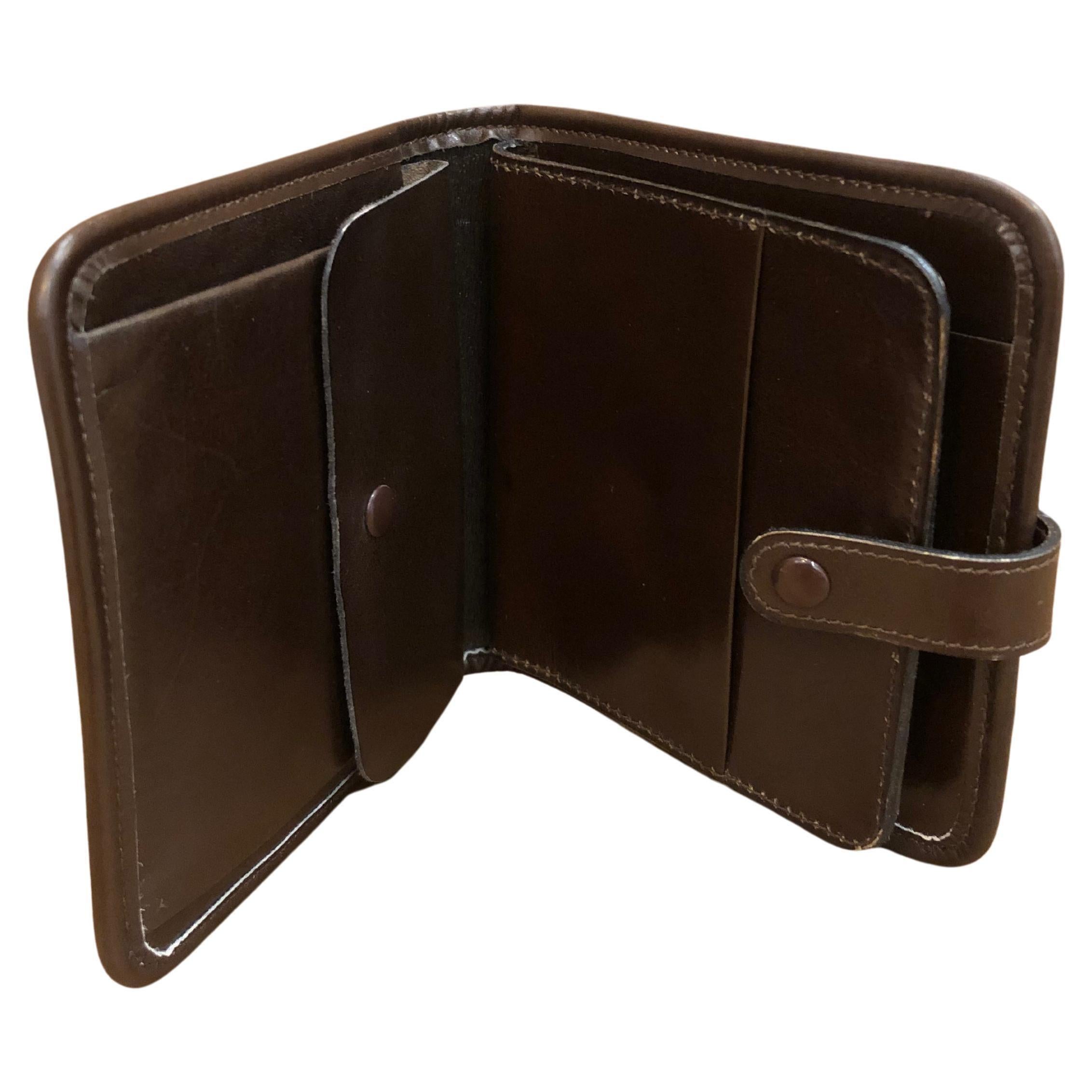 Marron Vintage CHRISTIAN DIOR Trotter Jacquard Bi-Fold Short Wallet Brown en vente