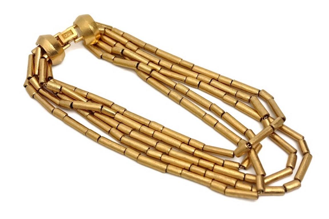 Vintage CHRISTIAN DIOR Tubular Multi Layered Choker Necklace In Excellent Condition In Kingersheim, Alsace
