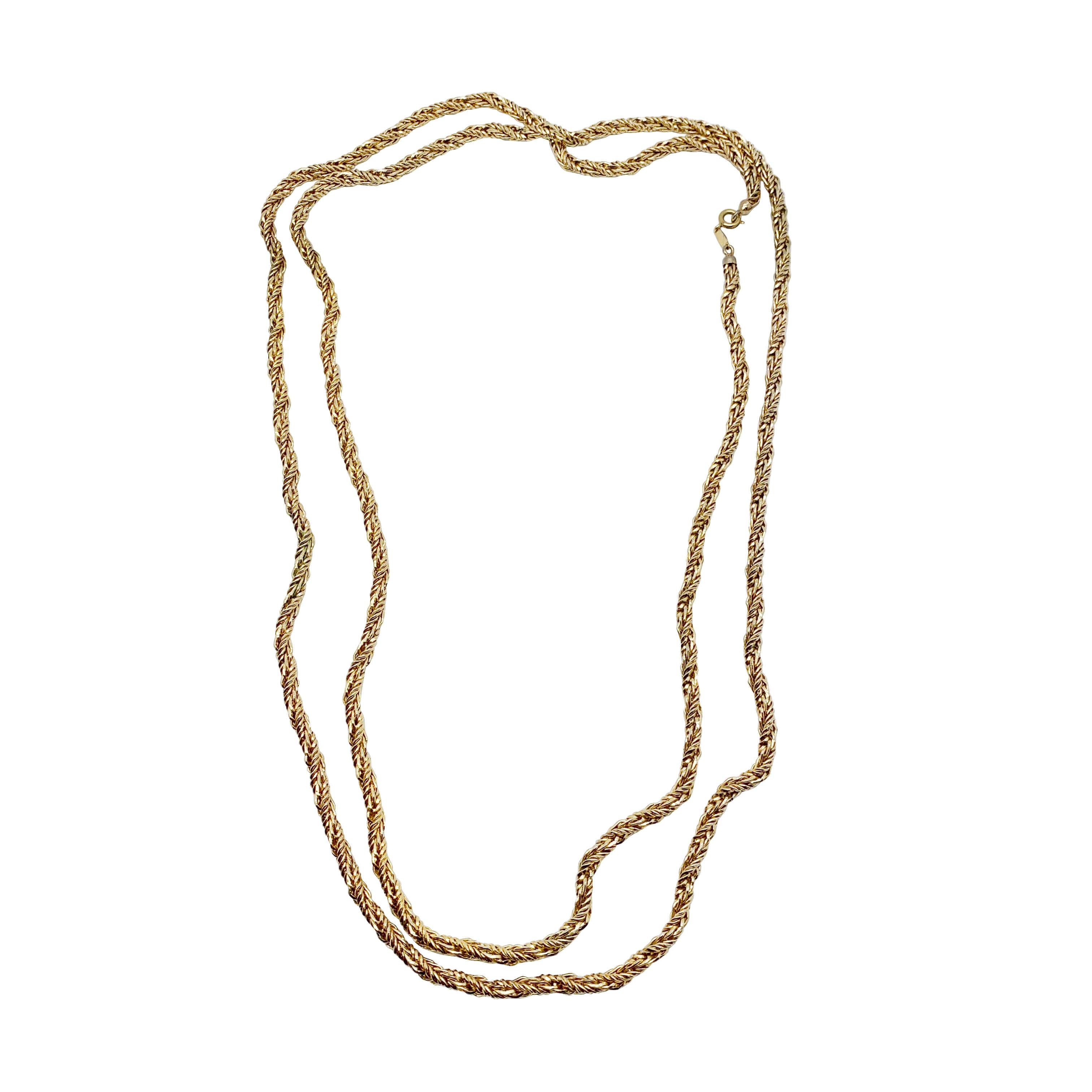 A lavishly long Vintage Dior herringbone chain. From the House of Christian Dior in 1968. During particular periods the House of Dior signed a date on their costume jewellery pieces allowing these pieces to be attributed to a particular year in the