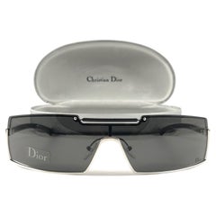 Vintage Christian Dior VIKTIM 2 Wrap Mask Black & Silver Sunglasses 2000'S Y2K