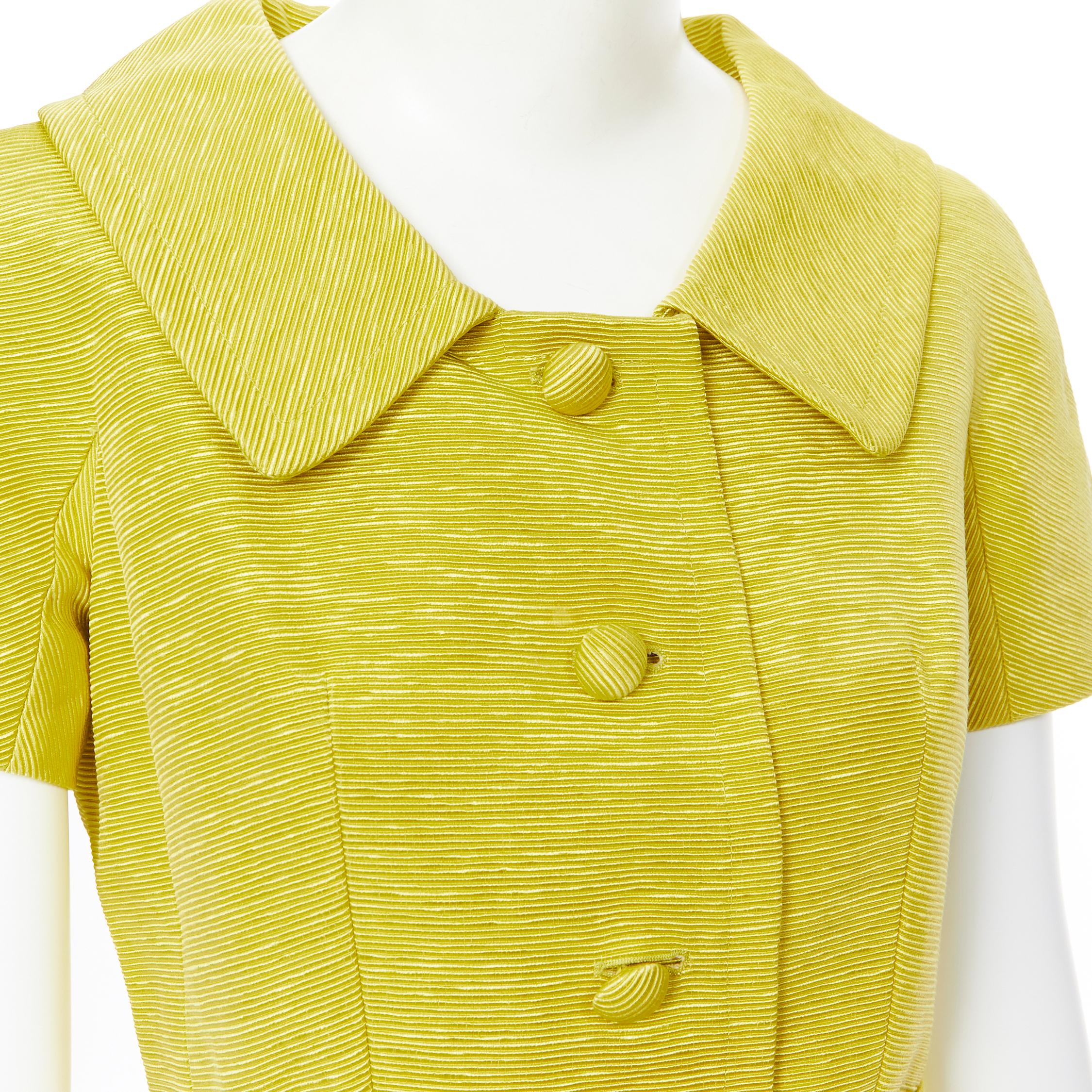 vintage CHRISTIAN DIOR yellow gold cap sleeve belted jacket skirt suit set FR38 3