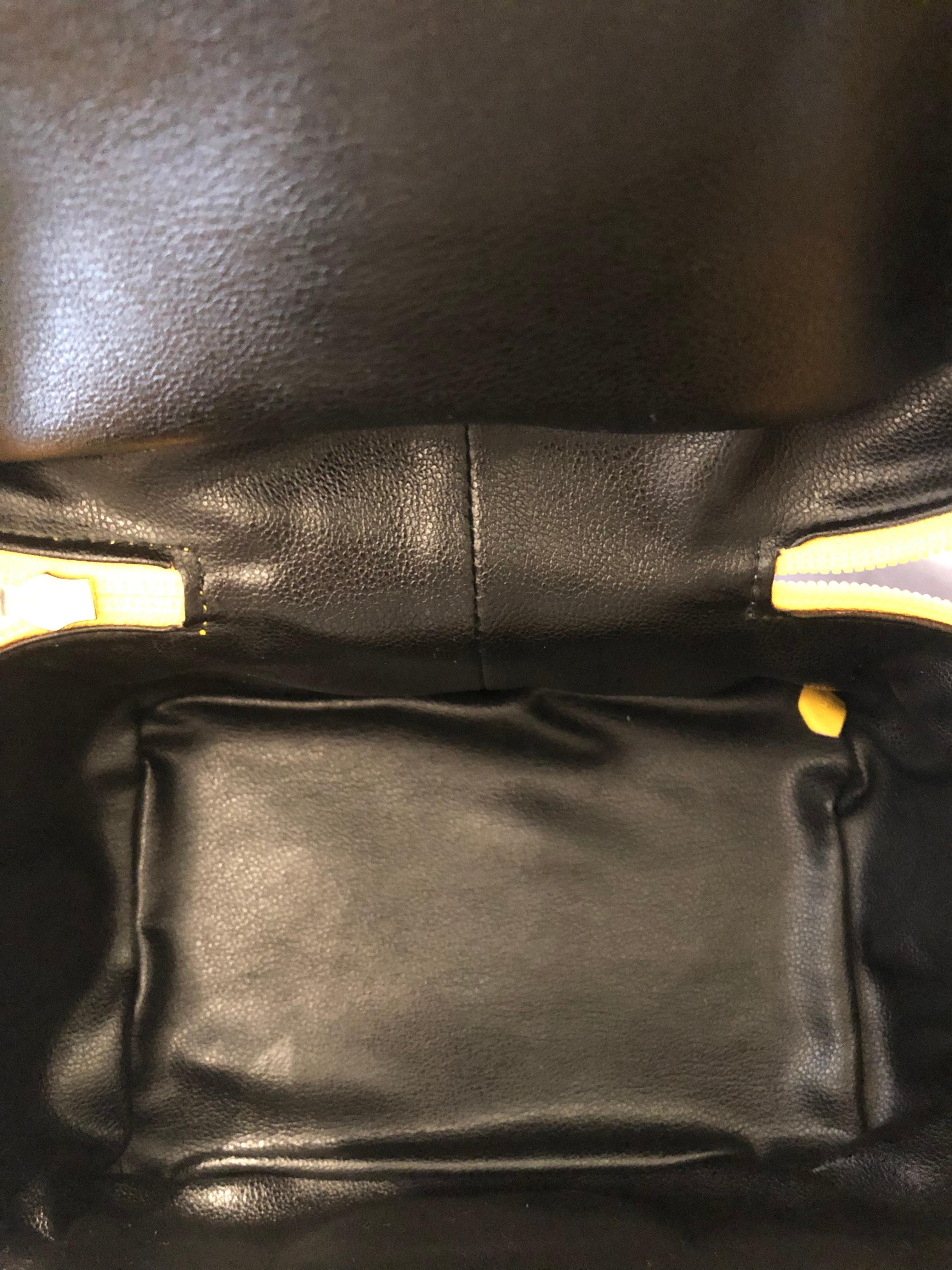 Vintage CHRISTIAN DIOR Yellow Leather Vanity Case Handbag 3