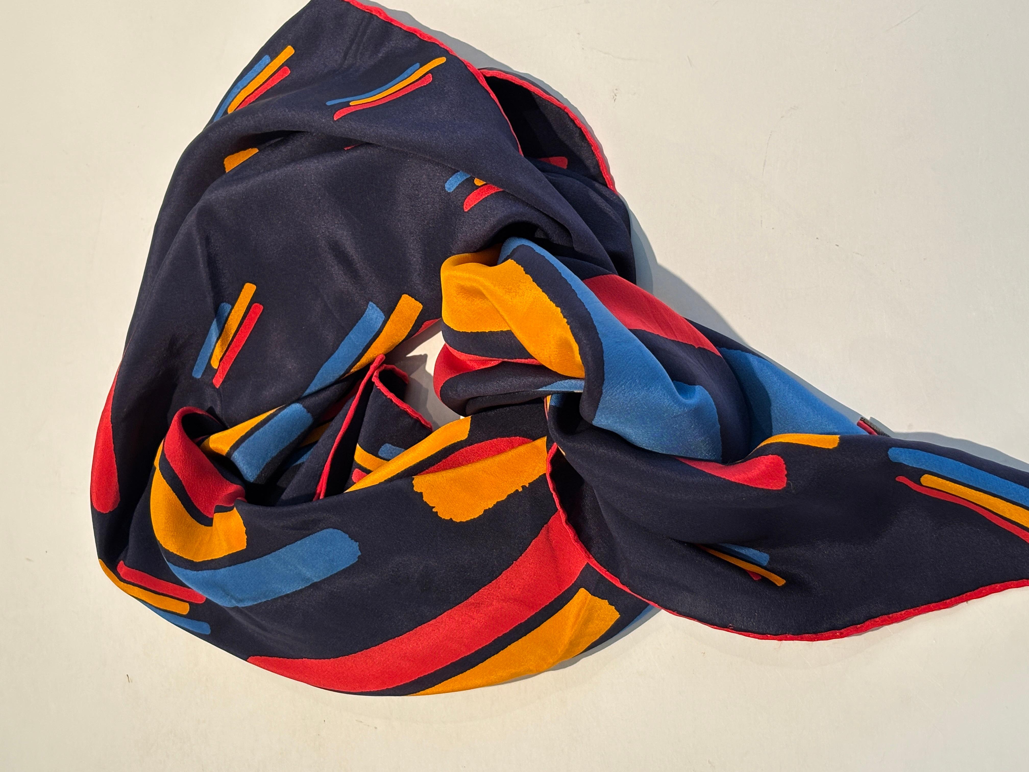 Vintage CHRISTIAN FISCHBACHER for RAIFFEISEN Silk Scarf Hem Rolled 34 