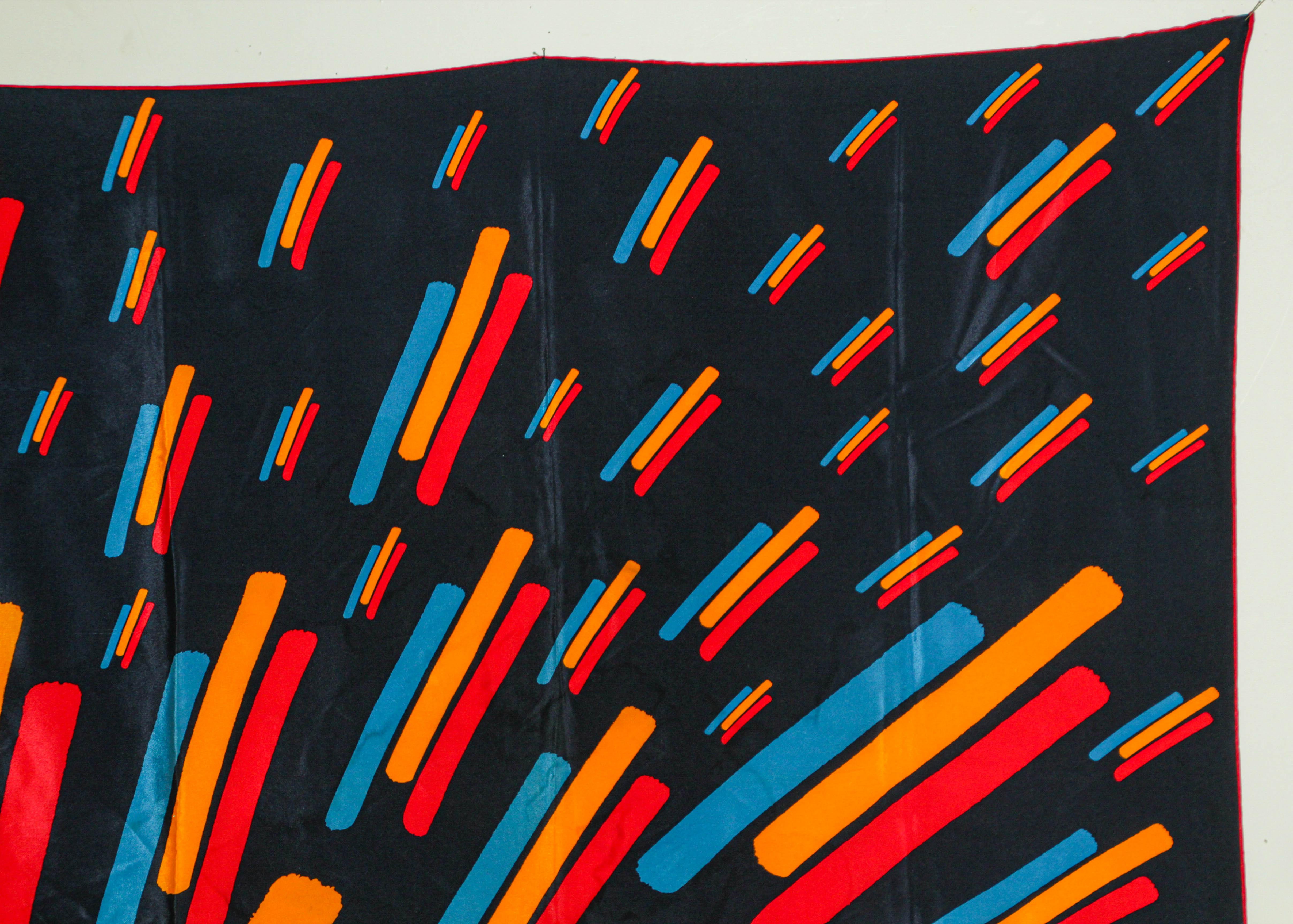 Black Vintage CHRISTIAN FISCHBACHER for RAIFFEISEN Silk Scarf Hem Rolled 34 