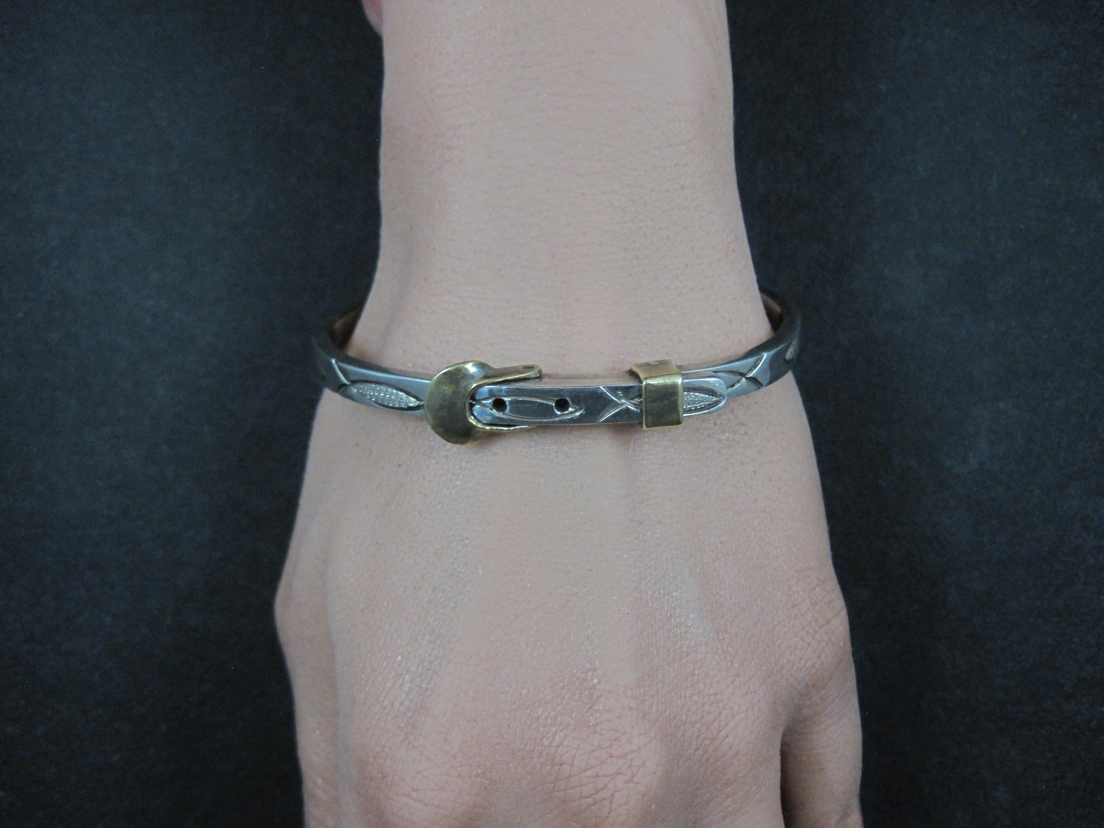 Brazalete brazalete vintage pez cristiano Ichthys hebilla de plata mexicana 6,5 en venta 13