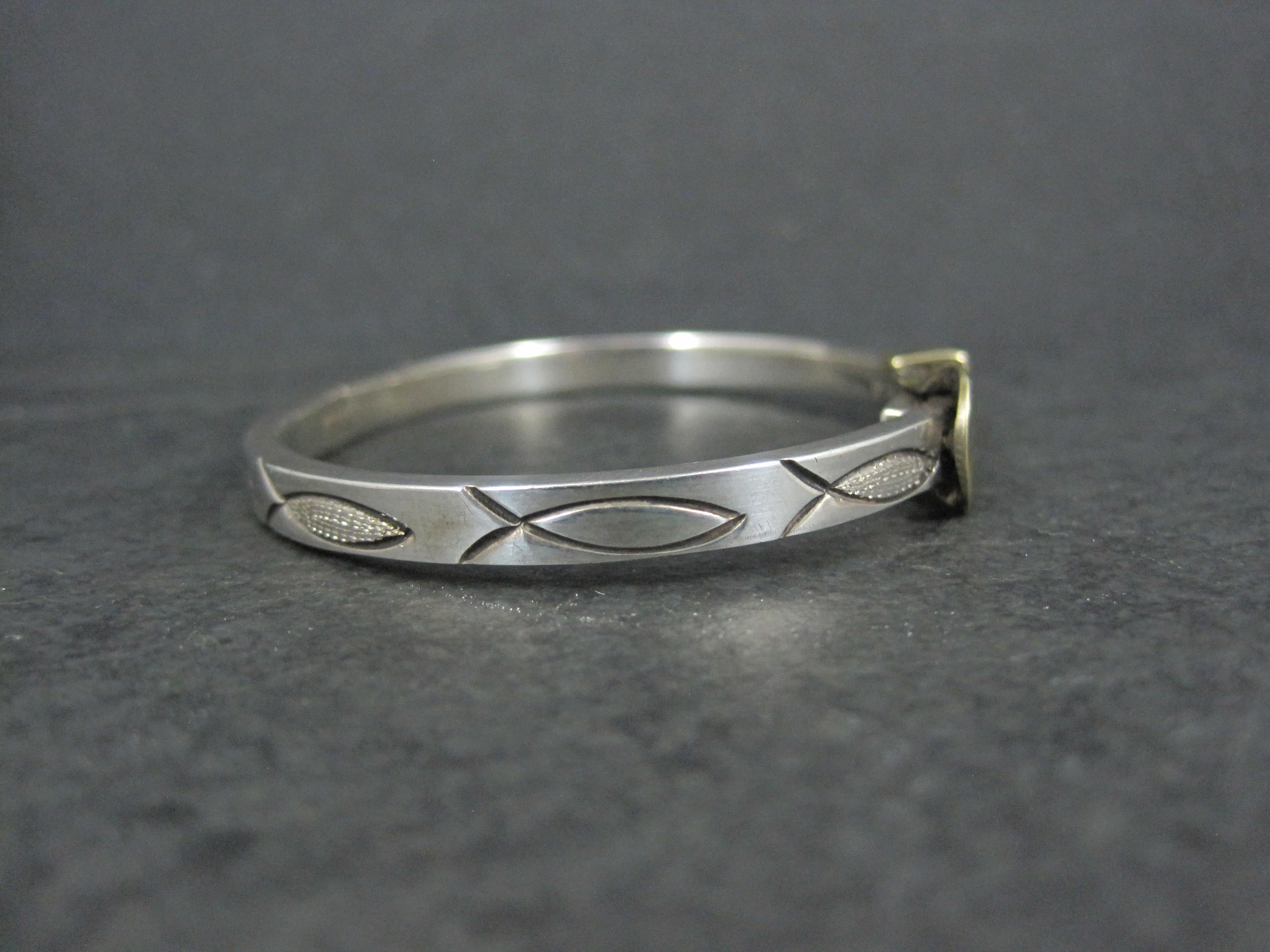 Brazalete brazalete vintage pez cristiano Ichthys hebilla de plata mexicana 6,5 Moderno en venta