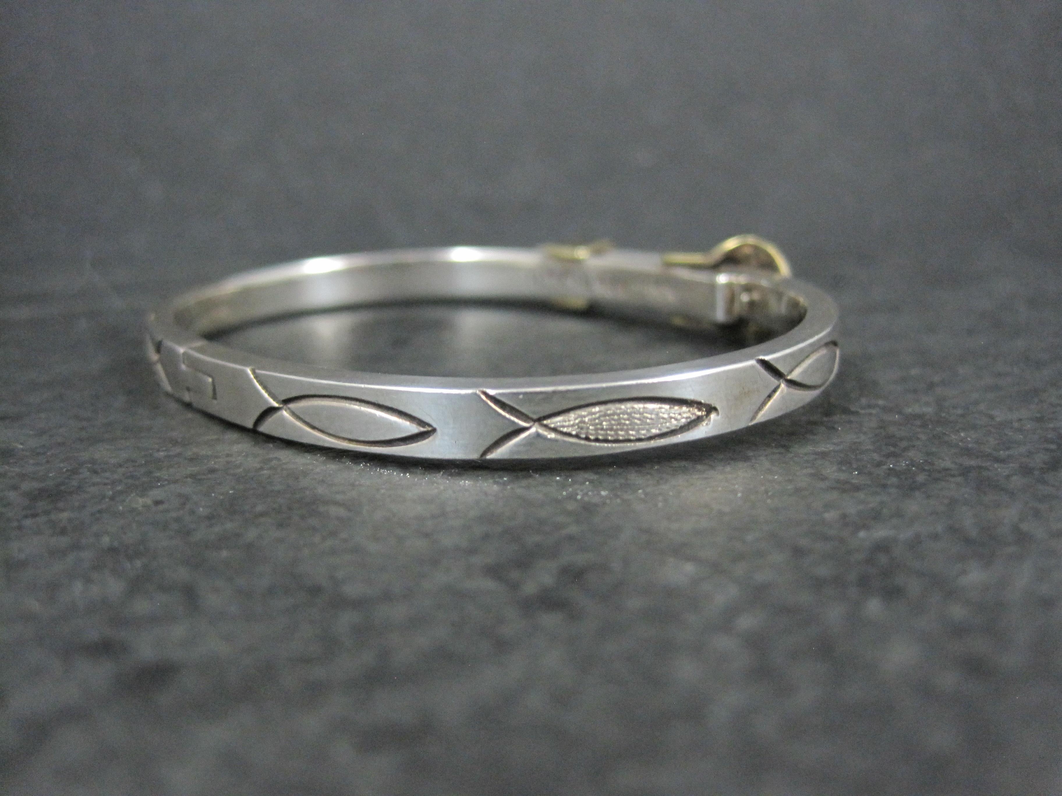 Brazalete brazalete vintage pez cristiano Ichthys hebilla de plata mexicana 6,5 en Excelente estado para la venta en Webster, SD