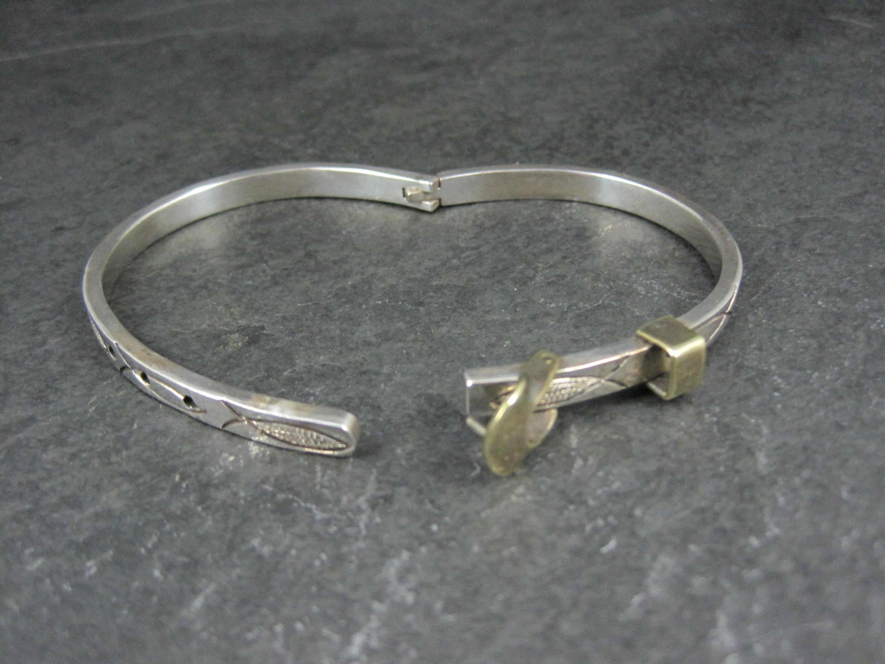 Brazalete brazalete vintage pez cristiano Ichthys hebilla de plata mexicana 6,5 en venta 2