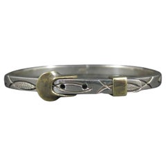 Vintage Christian Fish Ichthys Buckle Bangle Armband Mexican Silver 6.5"