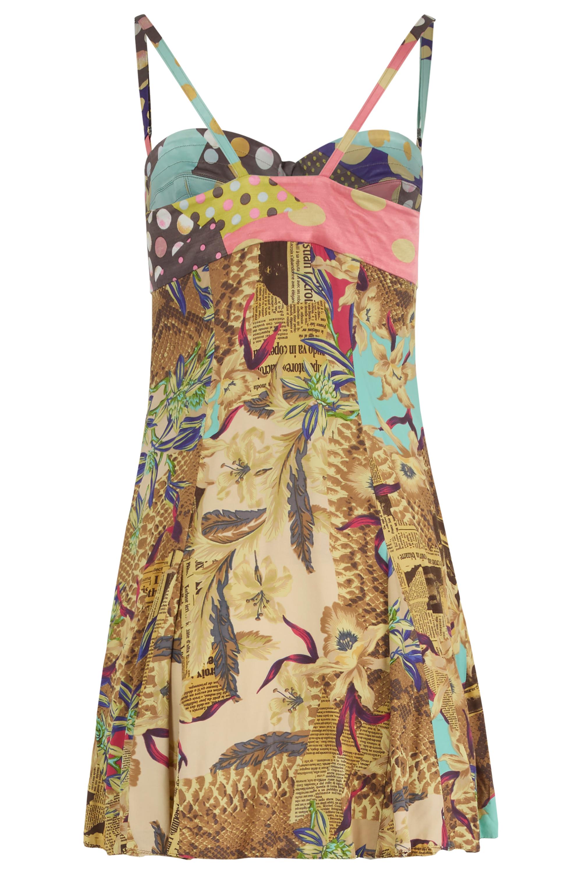 Vintage Christian Lacroix 1990er Jahre Abstraktes Muster Seidenkleid (Braun) im Angebot