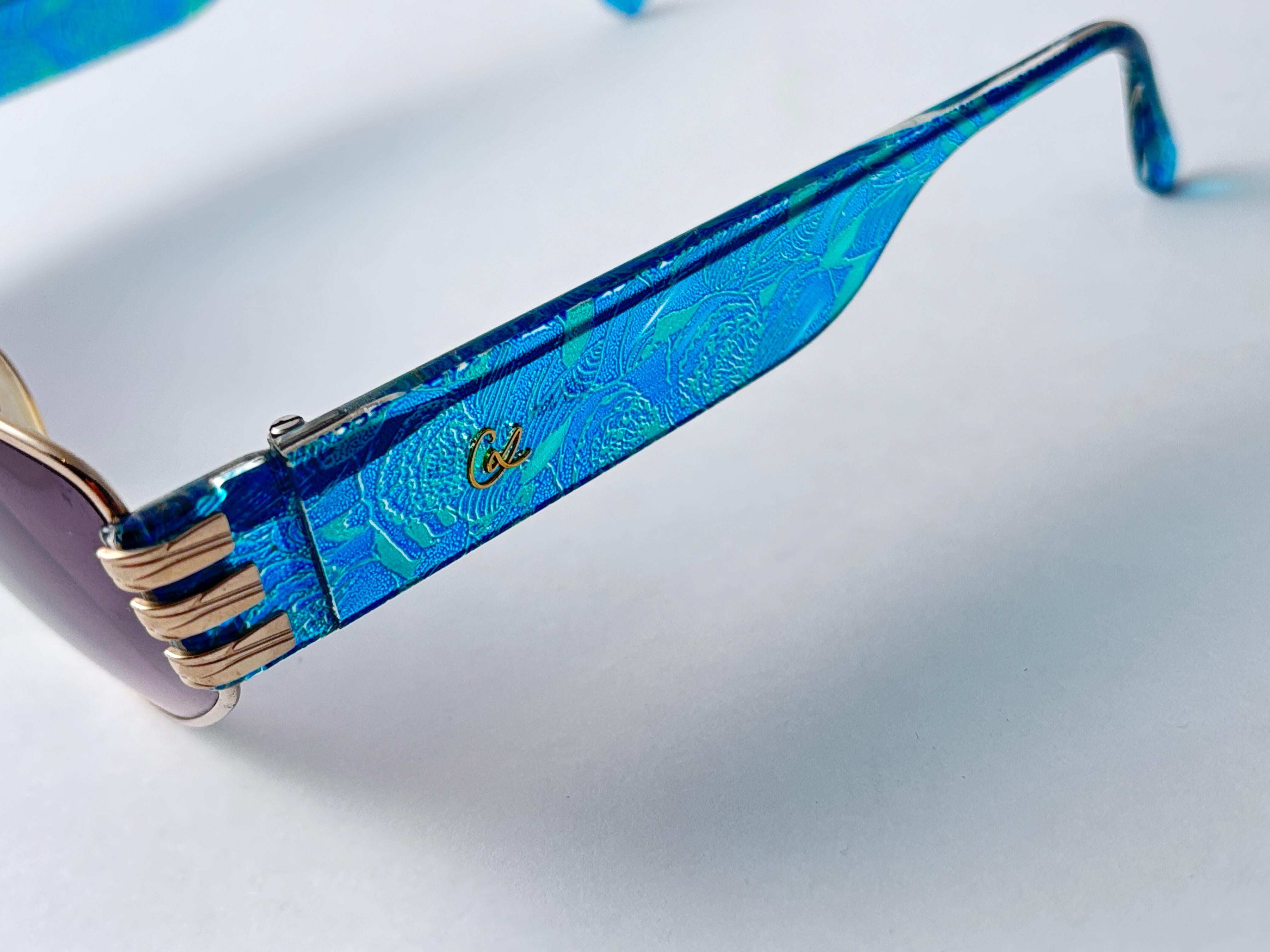 Vintage Christian Lacroix 7391 Übergroße Sonnenbrille 1980er Österreich (Blau) im Angebot