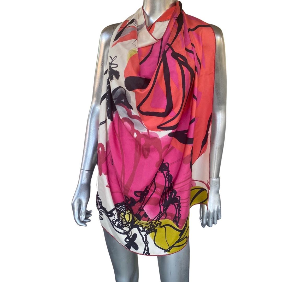 Christian Lacroix - Écharpe en soie multicolore à motif abstrait « Modèles »  Pour femmes en vente