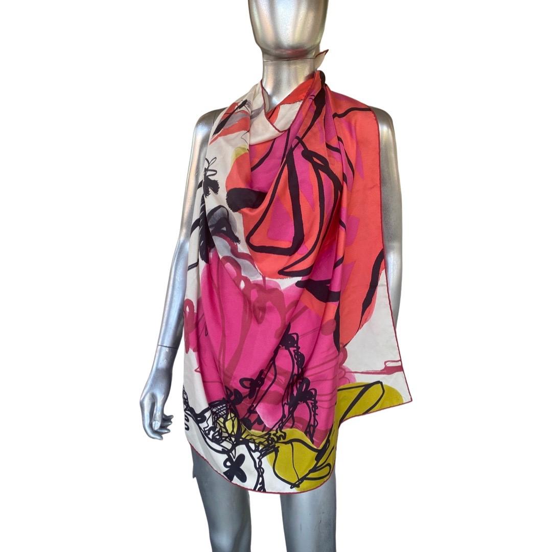 Christian Lacroix - Écharpe en soie multicolore à motif abstrait « Modèles »  en vente 1