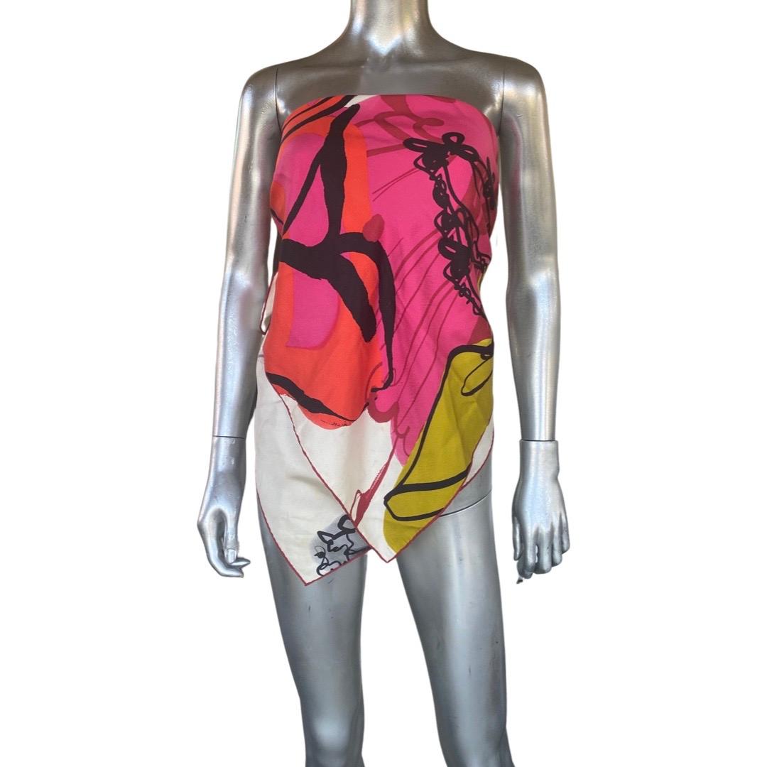 Christian Lacroix - Écharpe en soie multicolore à motif abstrait « Modèles »  en vente 3