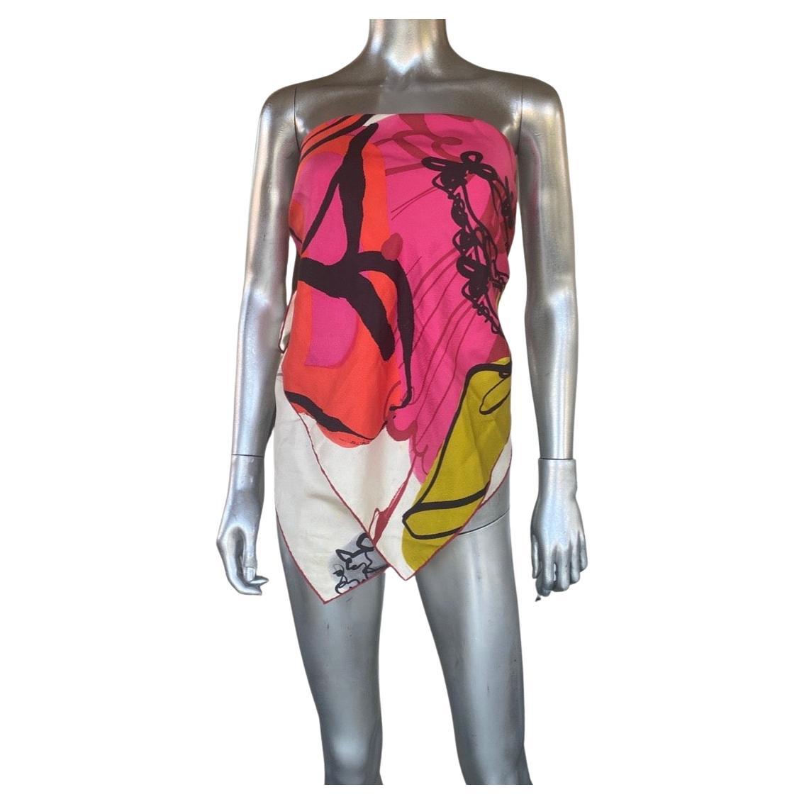 Christian Lacroix - Écharpe en soie multicolore à motif abstrait « Modèles »  en vente