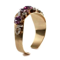 Vintage CHRISTIAN LACROIX Asymmetric Rhinestone Bangle Cuff Bracelet