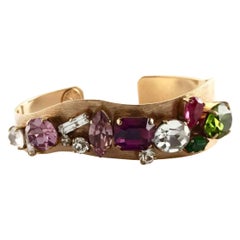 Vintage CHRISTIAN LACROIX Asymmetric Rhinestone Bangle Cuff Bracelet