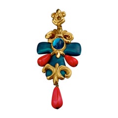 Vintage CHRISTIAN LACROIX Baroque Enamel Pendant Choker Necklace