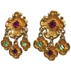 Vintage CHRISTIAN LACROIX Baroque Jeweled Charm Earrings