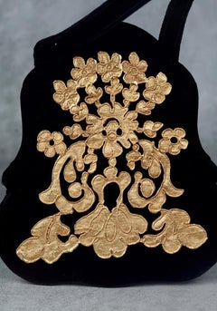 Vintage CHRISTIAN LACROIX Baroque Metal Embellish Jewelled Velvet Bag