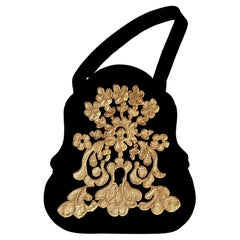 Vintage CHRISTIAN LACROIX Baroque Metal Embellish Jewelled Velvet Bag