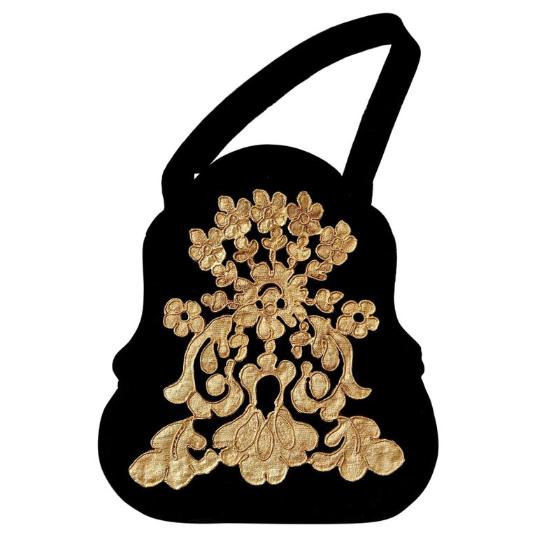 Vintage CHRISTIAN LACROIX Baroque Metal Embellish Jewelled Velvet Bag For  Sale at 1stDibs