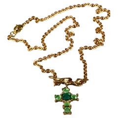 Vintage CHRISTIAN LACROIX Branch Jewell Cross Necklace