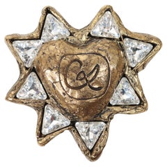 Christian Lacroix Broche vintage en résine et cristal de couleur bronze, c. 1990