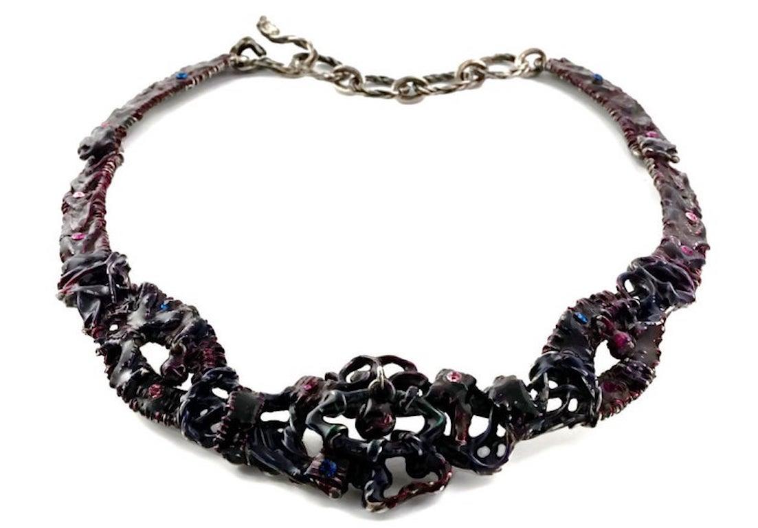 Women's Vintage CHRISTIAN LACROIX Brutalist Enamel Rhinestones Choker Necklace For Sale