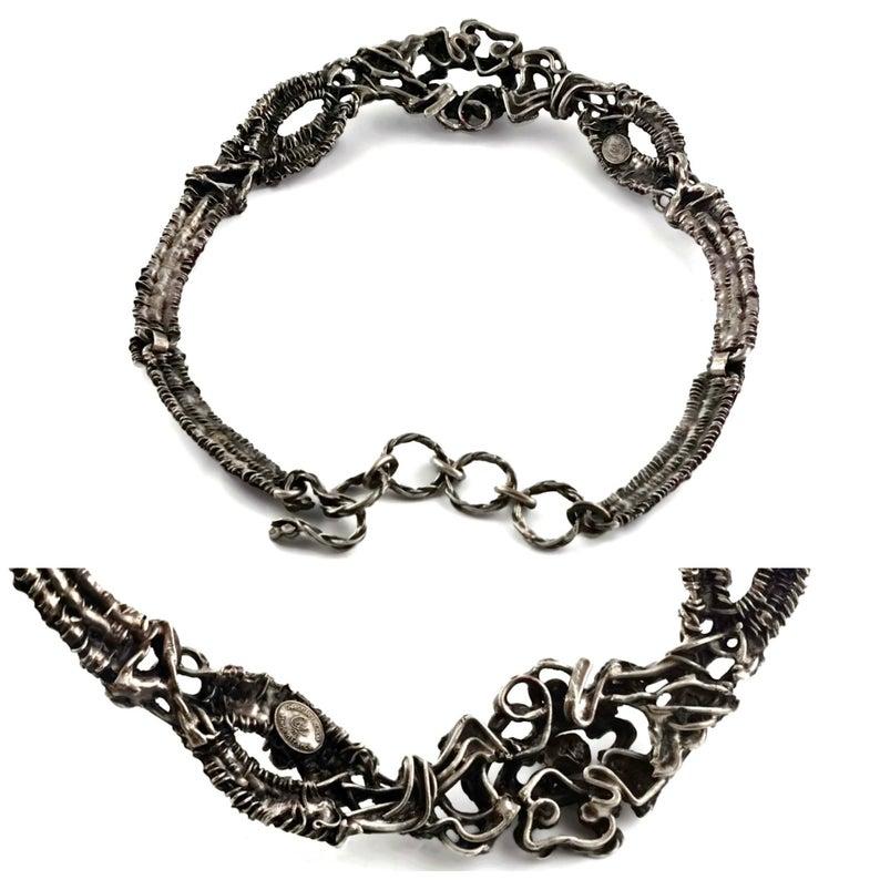 Vintage CHRISTIAN LACROIX Brutalist Enamel Rhinestones Choker Necklace For Sale 1