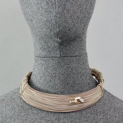 Vintage CHRISTIAN LACROIX Bundled Textured Wires Rhinestone Rigid Choker