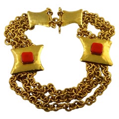 Vintage CHRISTIAN LACROIX Byzantine Cabochon Tiered Chain Plate Necklace