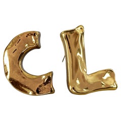 Vintage CHRISTIAN LACROIX CL Logo Monogram Brooch Set