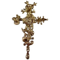 Vintage CHRISTIAN LACROIX Comedie Francaise Figural Cross Pendant Necklace