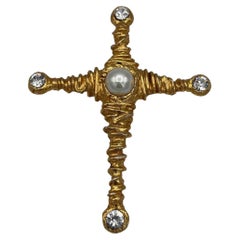 Vintage CHRISTIAN LACROIX Cross Brooch 