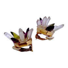 Christian Lacroix Boucles d'oreilles vintage en quartz et cristal