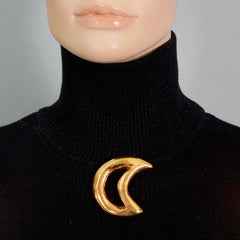 Vintage CHRISTIAN LACROIX Cutout Gold Moon Brooch