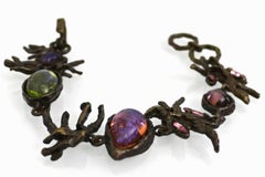 Vintage Christian Lacroix Dark Metal Glass Stones Bracelet