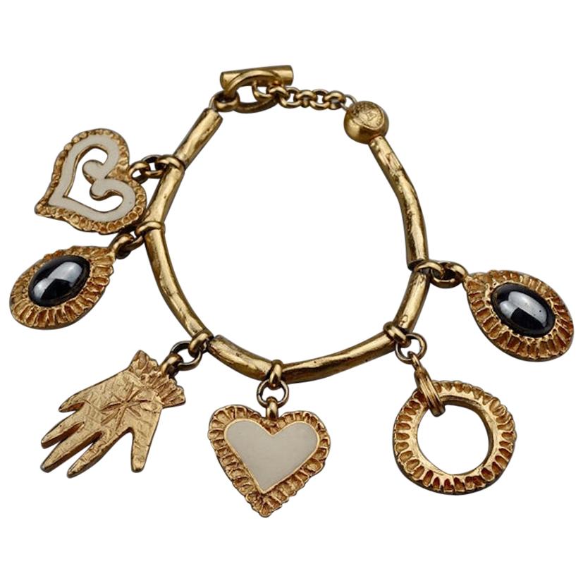 Vintage CHRISTIAN LACROIX Enamel Charm Bracelet at 1stDibs