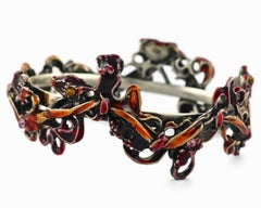 Vintage CHRISTIAN LACROIX Enamel Rhinestones Bracelet Bangle