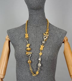 Vintage CHRISTIAN LACROIX Ethnic Charm Two Tone Long Necklace
